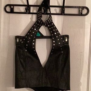 Leather halter top size large